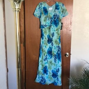 Studio I Tropical Blue and Green Maxi Dress